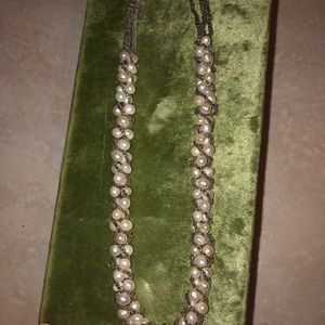 genuine pearl choker with double strand twist  beaded detailing